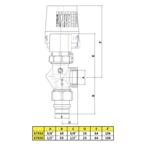 Corps de robinet thermostatisable Orkli équerre inversé – Image 2