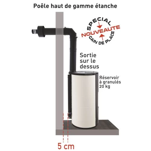 Poêle à granule ANDREA Stovia 9 KW étanche concentrique – Image 4