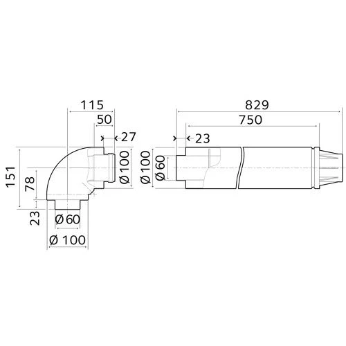 Kit ventouse horizontal 60/100 Ariston - 3318635 – Image 2